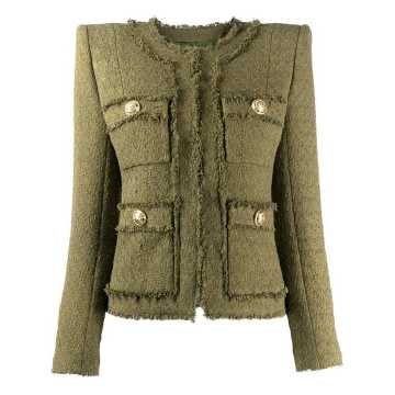 frayed cropped tweed jacket
