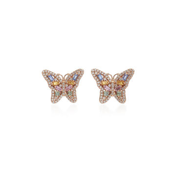 Butterfly Small 18K Rose Gold, Sapphire and Diamond Earrings