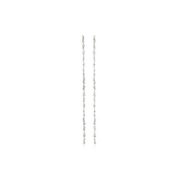 18K White Gold Chain Linear Earrings