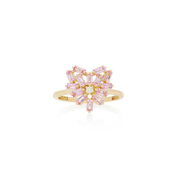 Heart-Shaped 18K Gold and Pink Sapphire Ring