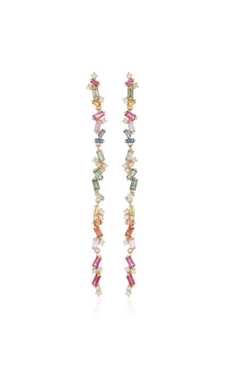 Rainbow 18K Yellow-Gold Dangle Earrings展示图