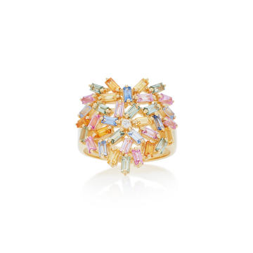 18K Yellow-Gold and Diamond Pastel Heart Ring