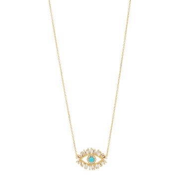 Evil Eye 18K Yellow-Gold, Diamond and Turquoise Necklace
