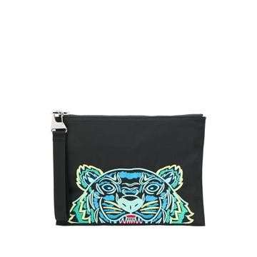 tiger embroidered clutch bag