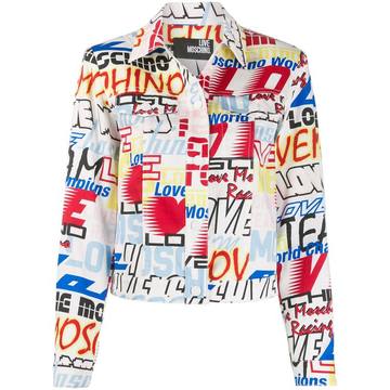 mixed logo print denim jacket