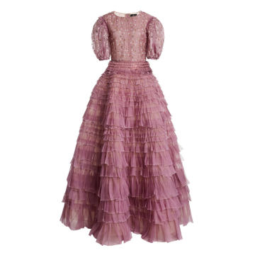 Tiered Ruffle Silk Gown