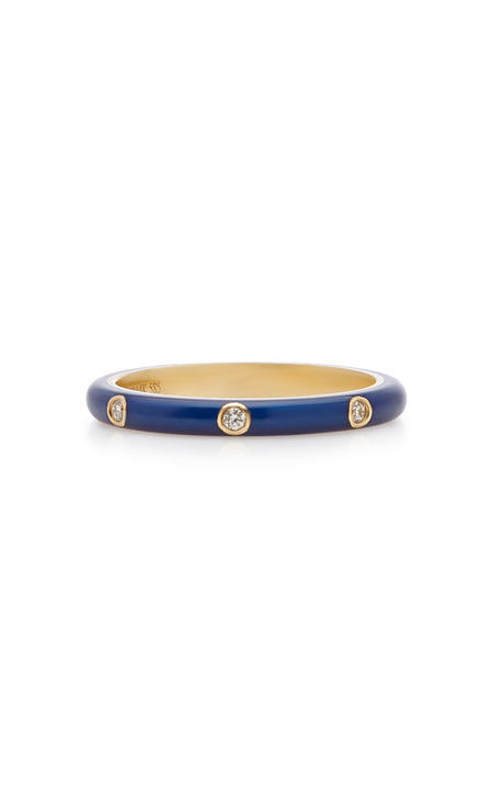 14K Gold and Diamond Enamel Ring展示图