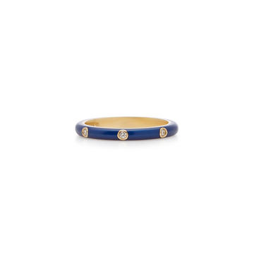 14K Gold and Diamond Enamel Ring