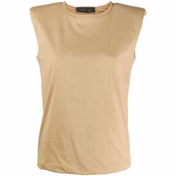 padded shoulder round neck top