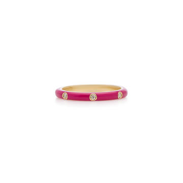 14k Gold Diamond Enamel Ring