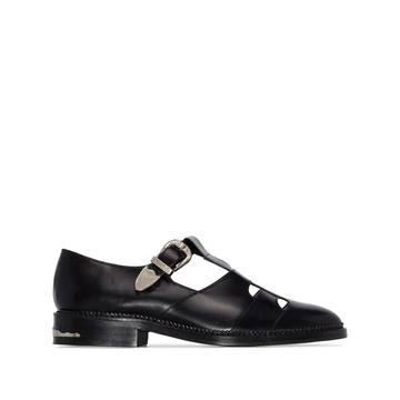 cut-out T-strap loafers