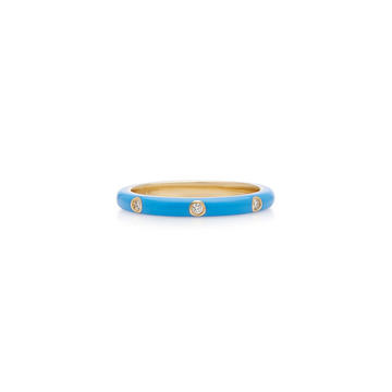 14K Gold and Blue Enamel Ring