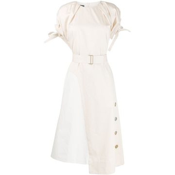 asymmetric belted dress