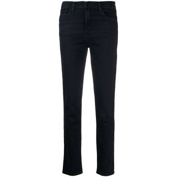 high-waisted tapered-leg jeans