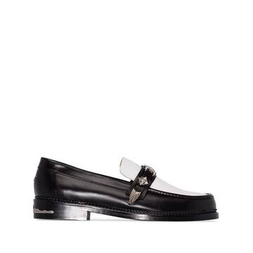 two-tone buckled loafers