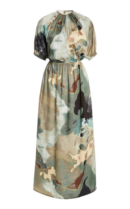 Solari Printed Crepe De Chine Midi Dress展示图