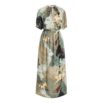 Solari Printed Crepe De Chine Midi Dress