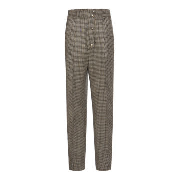 Check Wool-Blend Cropped Pants
