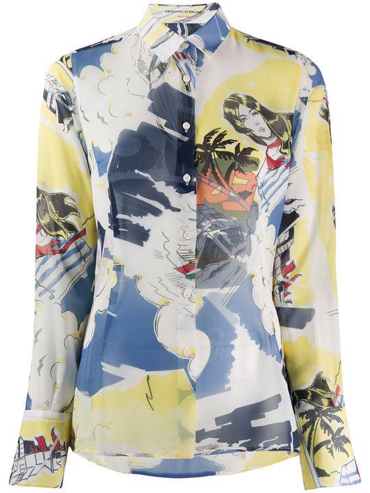 tropical print long sleeve shirt展示图