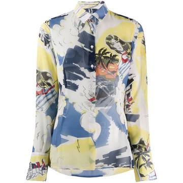 tropical print long sleeve shirt