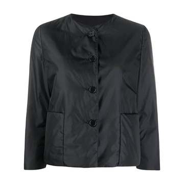 collarless padded sateen jacket