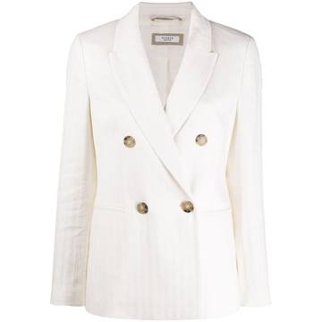 double-breasted tonal stripe blazer