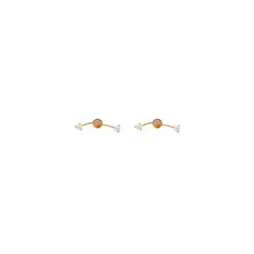 24K gold-plated silver warped pearl barbell earrings