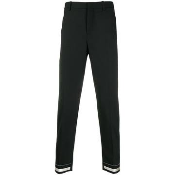 contrast panel straight-leg trousers