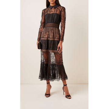 Ruffled Chantilly-Lace Dress