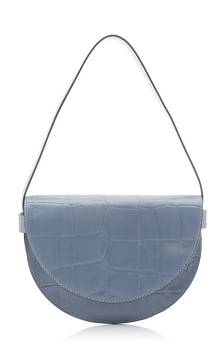 Amal Croc-Effect Leather Shoulder Bag展示图