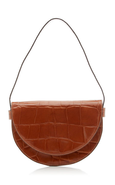 Amal Croc-Effect Leather Shoulder Bag展示图