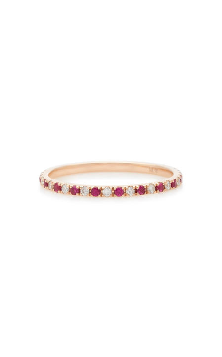14K Rose Gold Diamond and Ruby Eternity Ring展示图