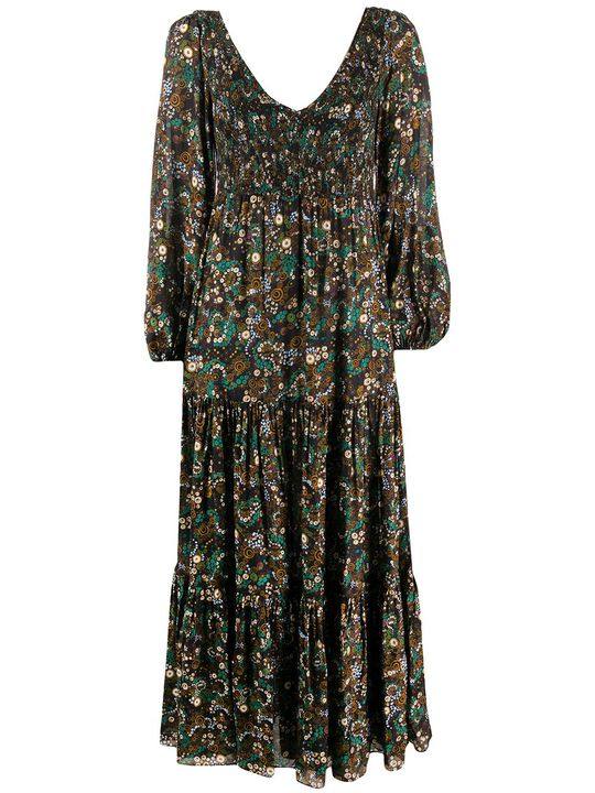 Lottie Klimt Wave-print tiered dress展示图