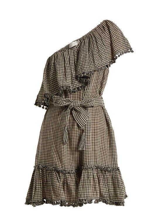 Paradiso gingham linen-blend mini dress展示图