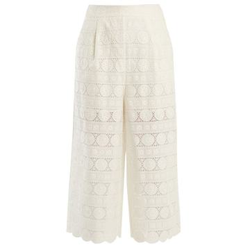 Kali daisy-embroidered wide-leg cotton culottes