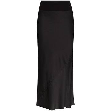 asymmetric satin skirt