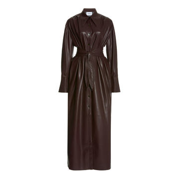 Rosana Belted Faux Leather Maxi Dress