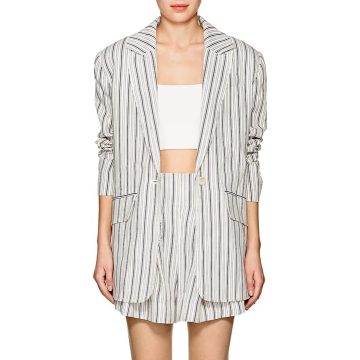 Striped Linen Oversized Blazer