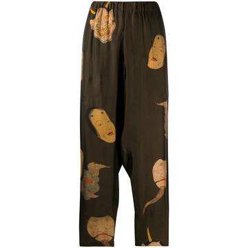 japanese print satin trousers