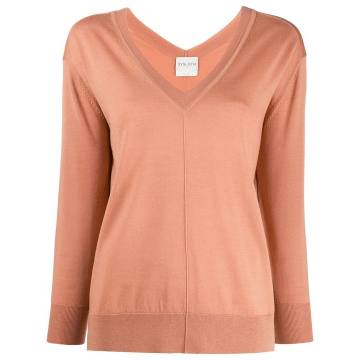 knitted V-neck long sleeve top