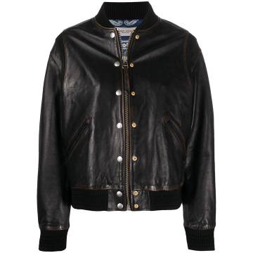 decorative buttons leather jacket