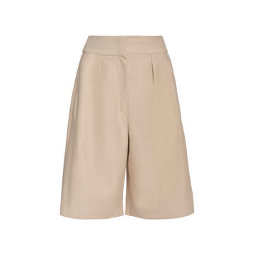 Front Pleated Nappa Leather Shorts