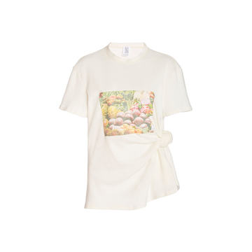 Produce-Print Knotted Cotton T-Shirt