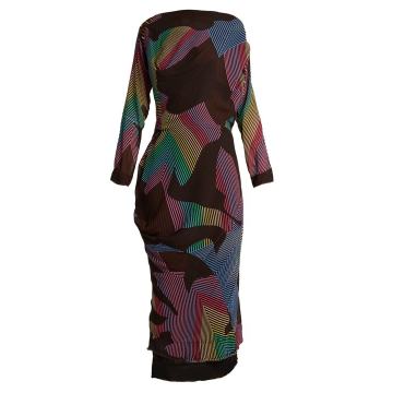 New Fond zigzag-print draped crepe dress
