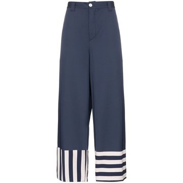 striped hem wide-leg trousers