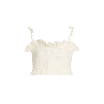 Emroidered Bust Frill Crop Top