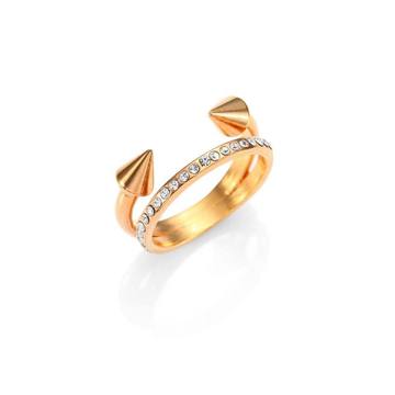 Ultra Mini Titan Crystal Double-Band Ring/Rose Goldtone