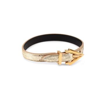 Mini Titan Pelle Leather Bracelet/Goldtone