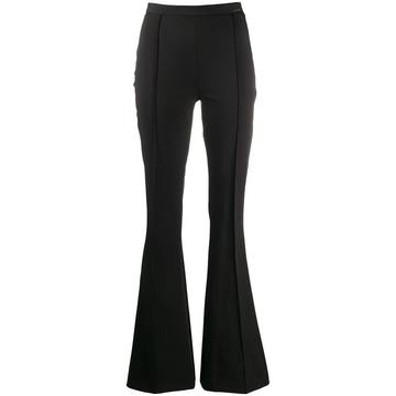 high-waisted flared trousers