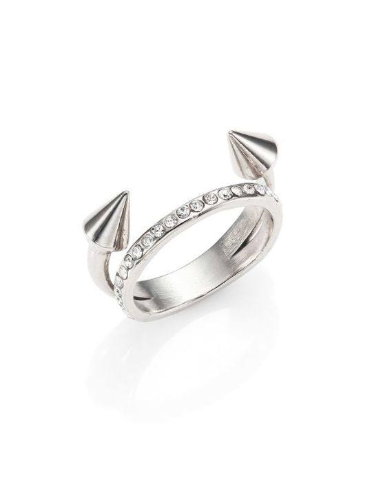 Ultra Mini Titan Crystal Double-Band Ring/Silvertone展示图